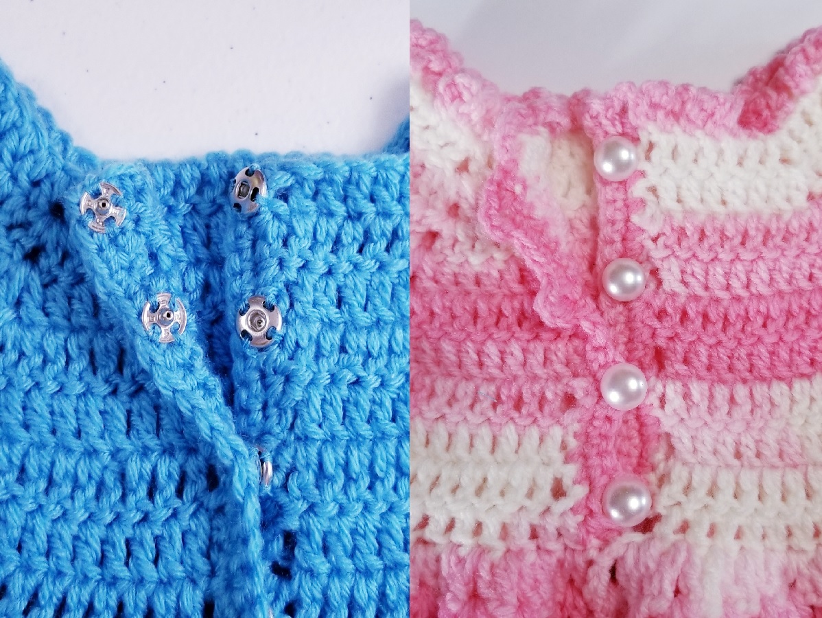 Vstich dress snap and button bands